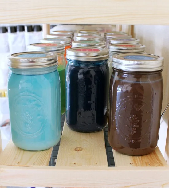 jars and cans for storing paint