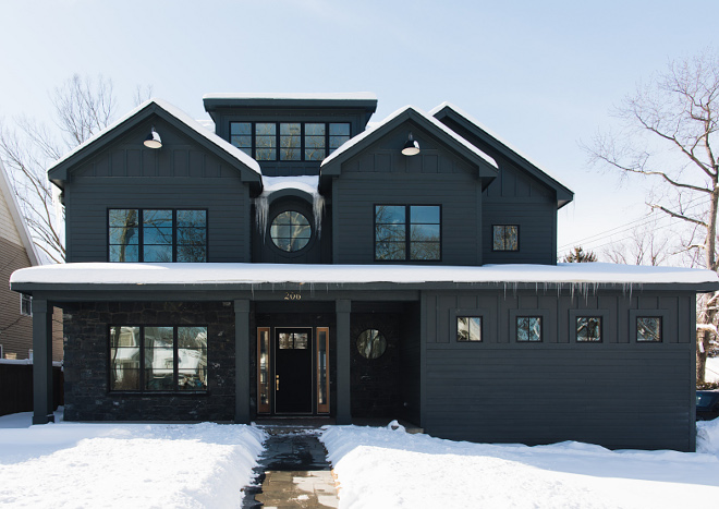 Black Exterior House Colour with Black Windows