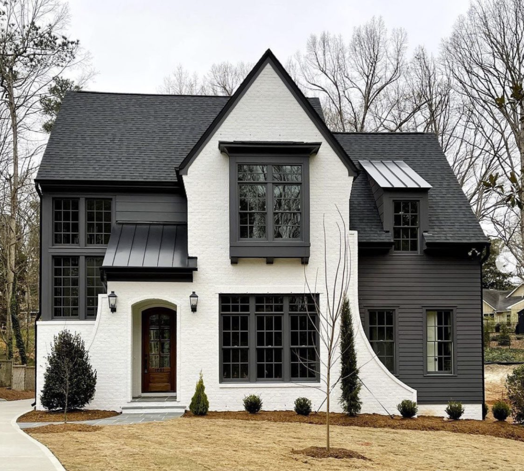 Black and White Exterior House Colours With Black Windows