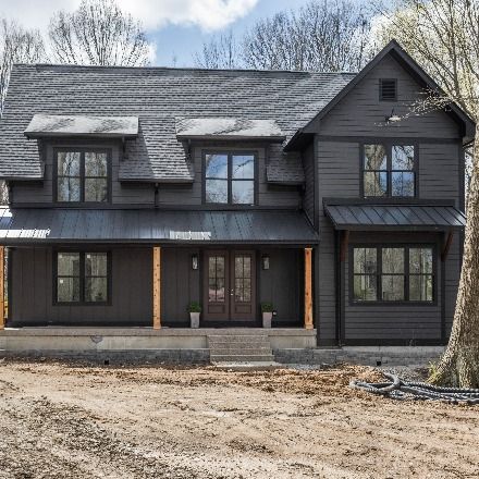 Charcoal Gray for Home Siding With Black Windows