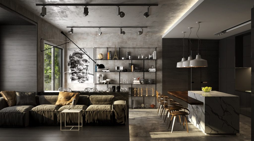 Industrial Grays and Blacks for Living Rooms